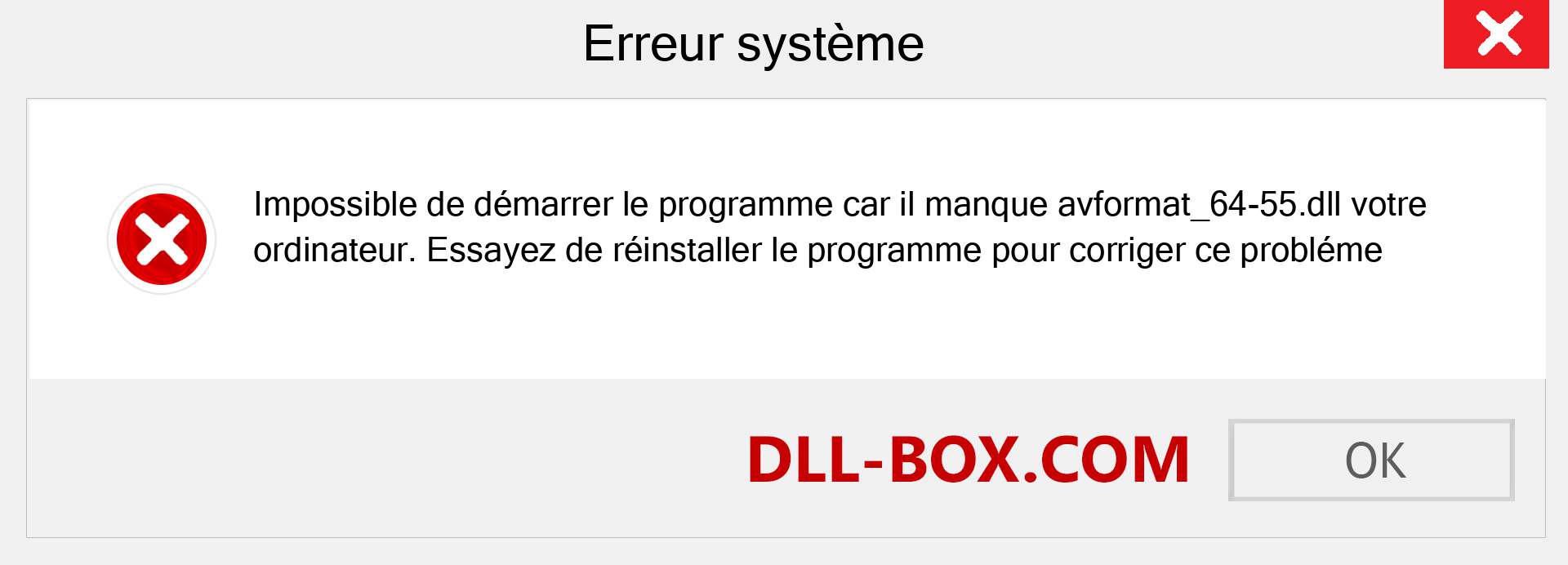 Le fichier avformat_64-55.dll est manquant ?. Télécharger pour Windows 7, 8, 10 - Correction de l'erreur manquante avformat_64-55 dll sur Windows, photos, images